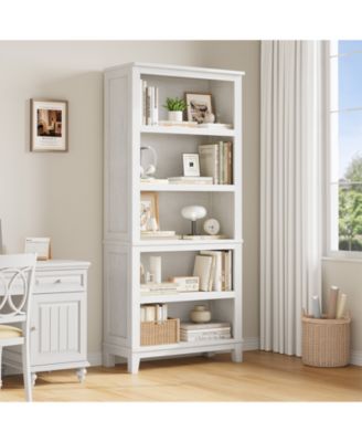71 Inch Modern 5-Tier Wooden Bookcase with Adjustable Shelves, Freestanding Large Storage Organizer for Apartments, Office, Bedroom