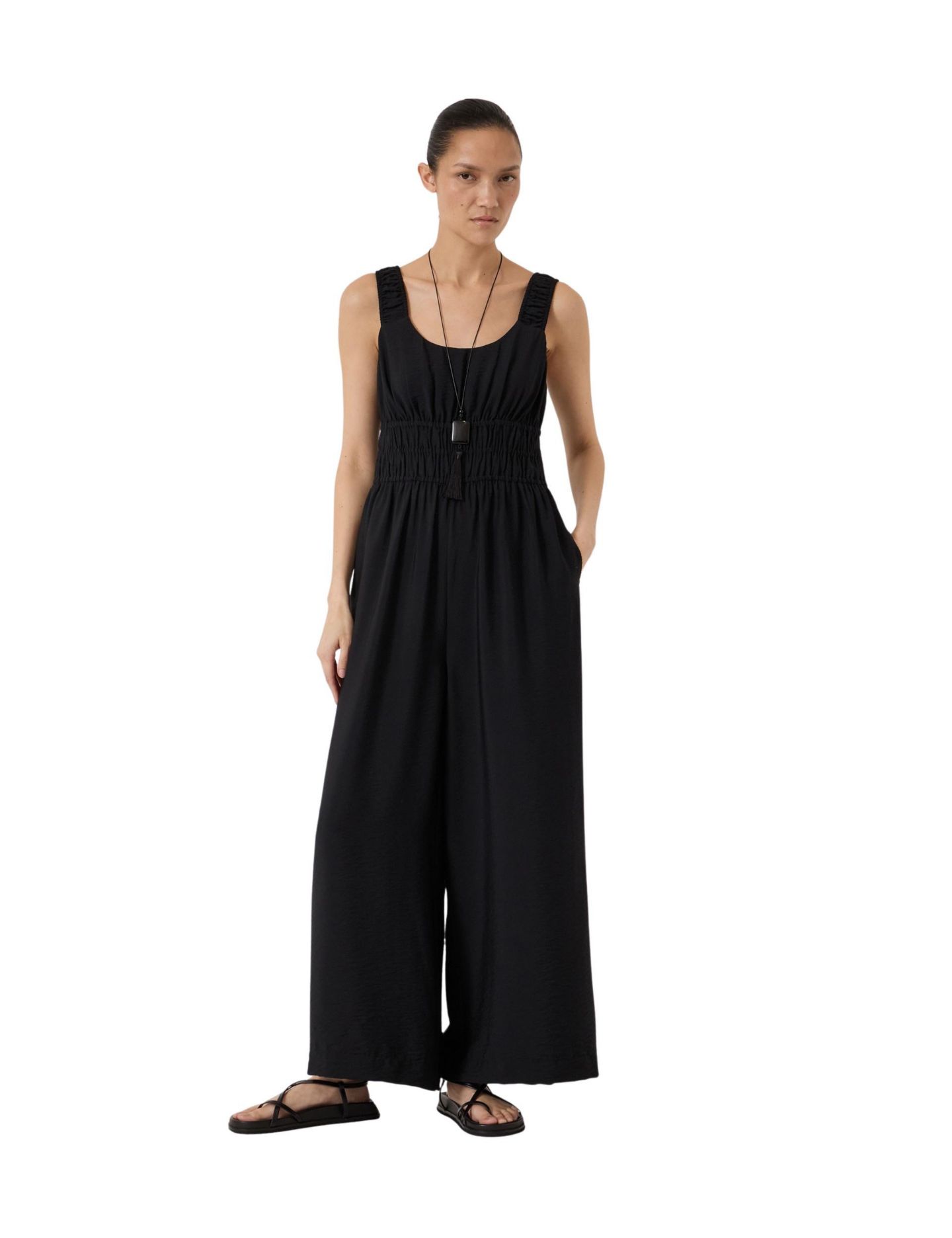 Женский комбинезон Hush Wrenna Gathered Straps Airflow Jumpsuit, цвет: Чёрный — фото 1