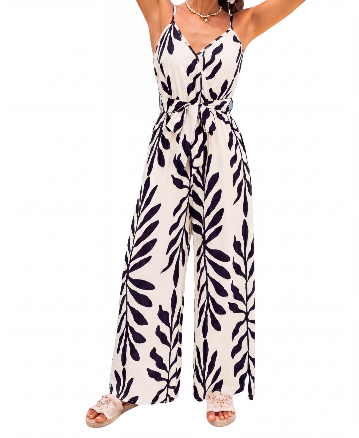Женский комбинезон Cupshe Fascination Tropical Jumpsuit, цвет: Тёмный синий — фото 2