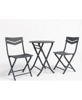 Adults 3 Piece Curved Back Bistro Set Iron Outdoor Seating