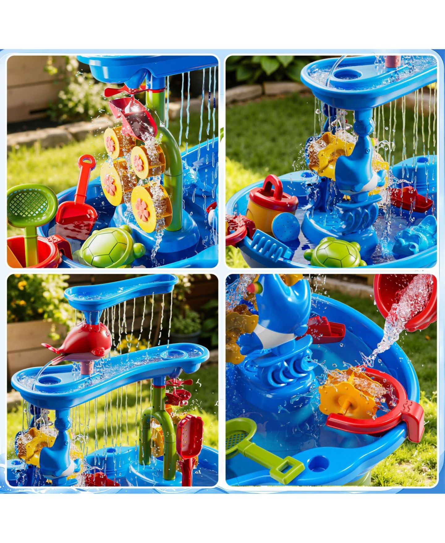 Детская игрушка GNUADZ 3-Tier Waterfall Sand and Water Table, 25"L x 16.5"W x 32.5"H, Ages 5+, цвет: 3-Tier Water Table — фото 3