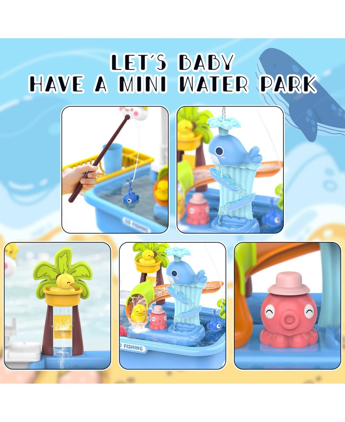 Gnuadz Kids Water Table Electric Pump Sand Play Sink Sensory Summer