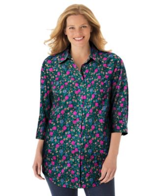 Plus Size Within Perfect Three Quarter Sleeve Shirt