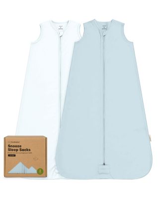 KeaBabies 2-Pack Snooze Baby Sleep Sacks, Cotton Wearable Blanket, Soft Toddler Sleeping Bag, Smooth Zipper - Glacier