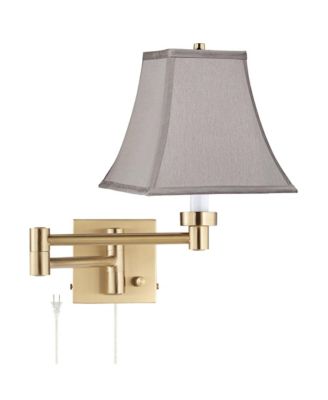 Alta Warm Gold Plug-In Swing Arm Wall Lamp with Square Shade
