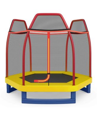 7 FT Kids Trampoline with Safety Enclosure Net Spring Pad & Jumping Mat for Kids