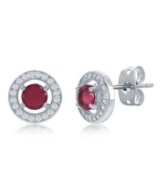 Elegant Round Halo CZ Stud Earrings