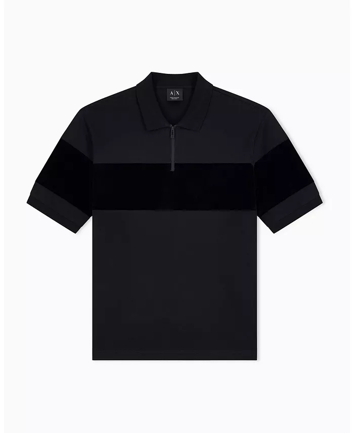 Men's Regular Fit Short Sleeve Mercerized Cotton Colorblock Zip Polo Shirt