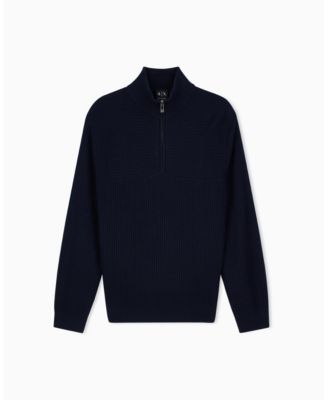 Men's Wool Cotton Quarter Zip Sweater