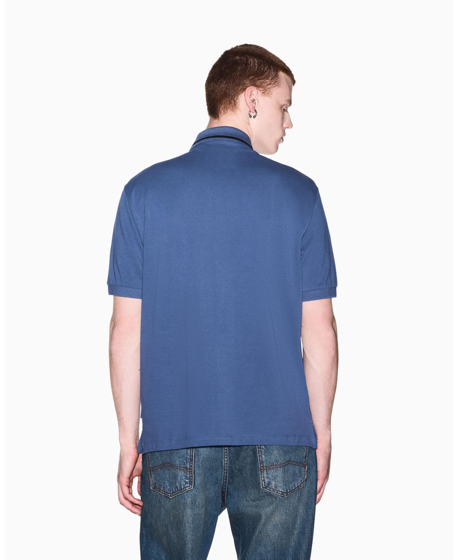 Men's Pique Tipping Wording Polo Shirt