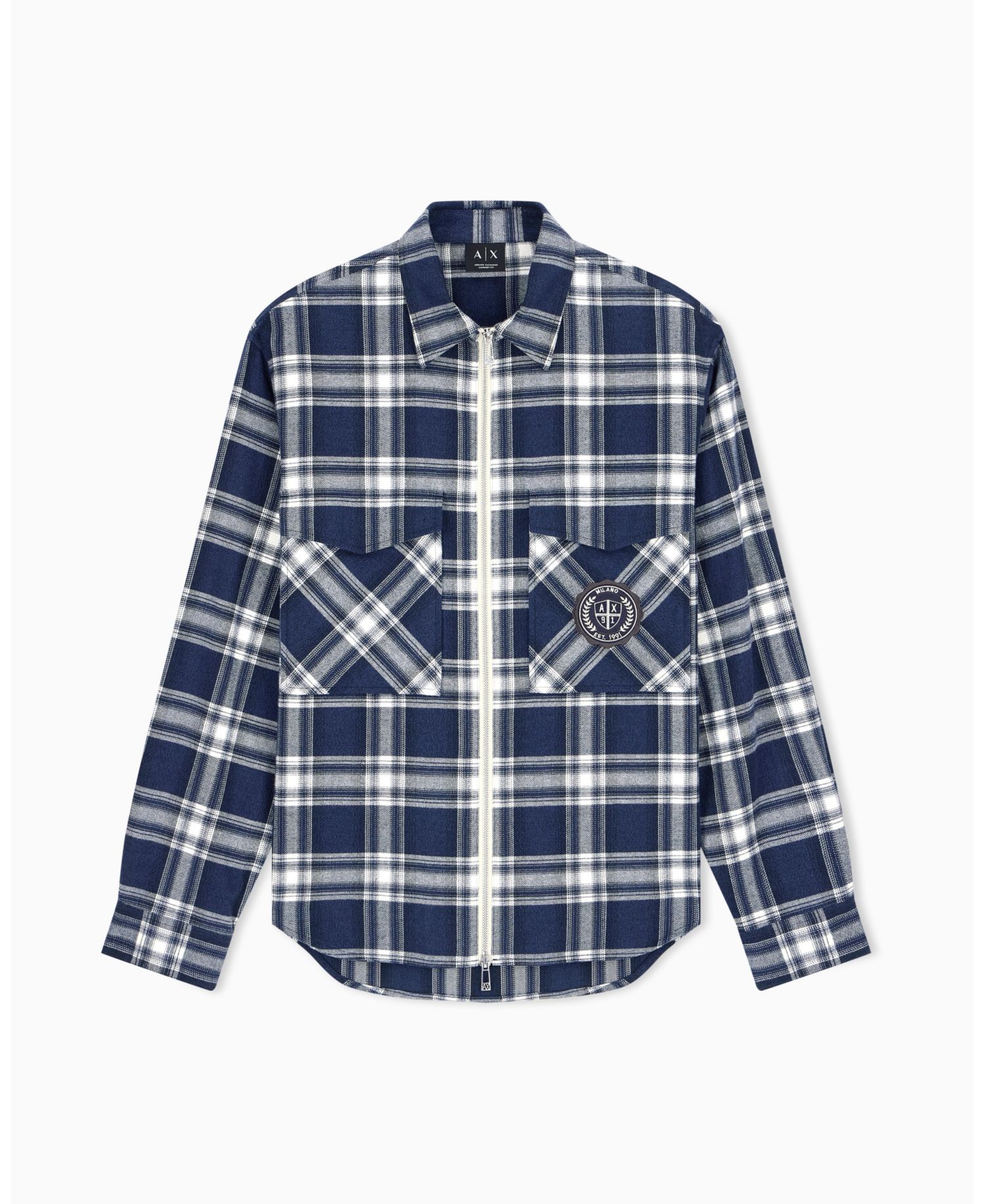 Men's Crossover Plaid Cotton Shirt with Back Graphic