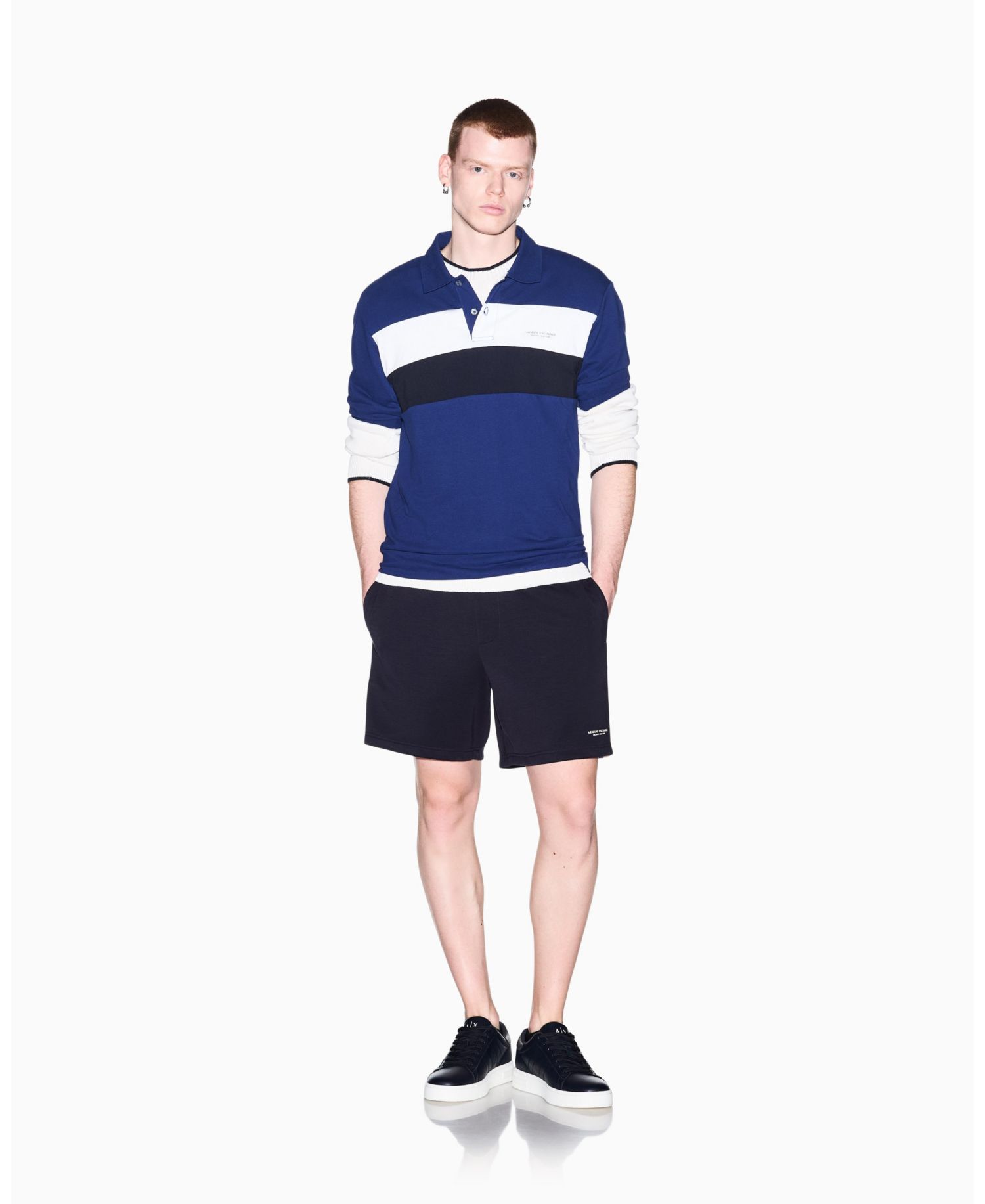 Men's Pique Color Block Polo Shirt