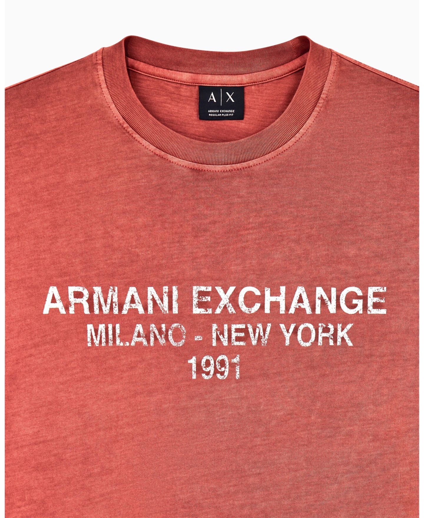 Мужская футболка A|X Armani Exchange Garment Dyed Vintage Wording, цвет: Bossa Nova — фото 6