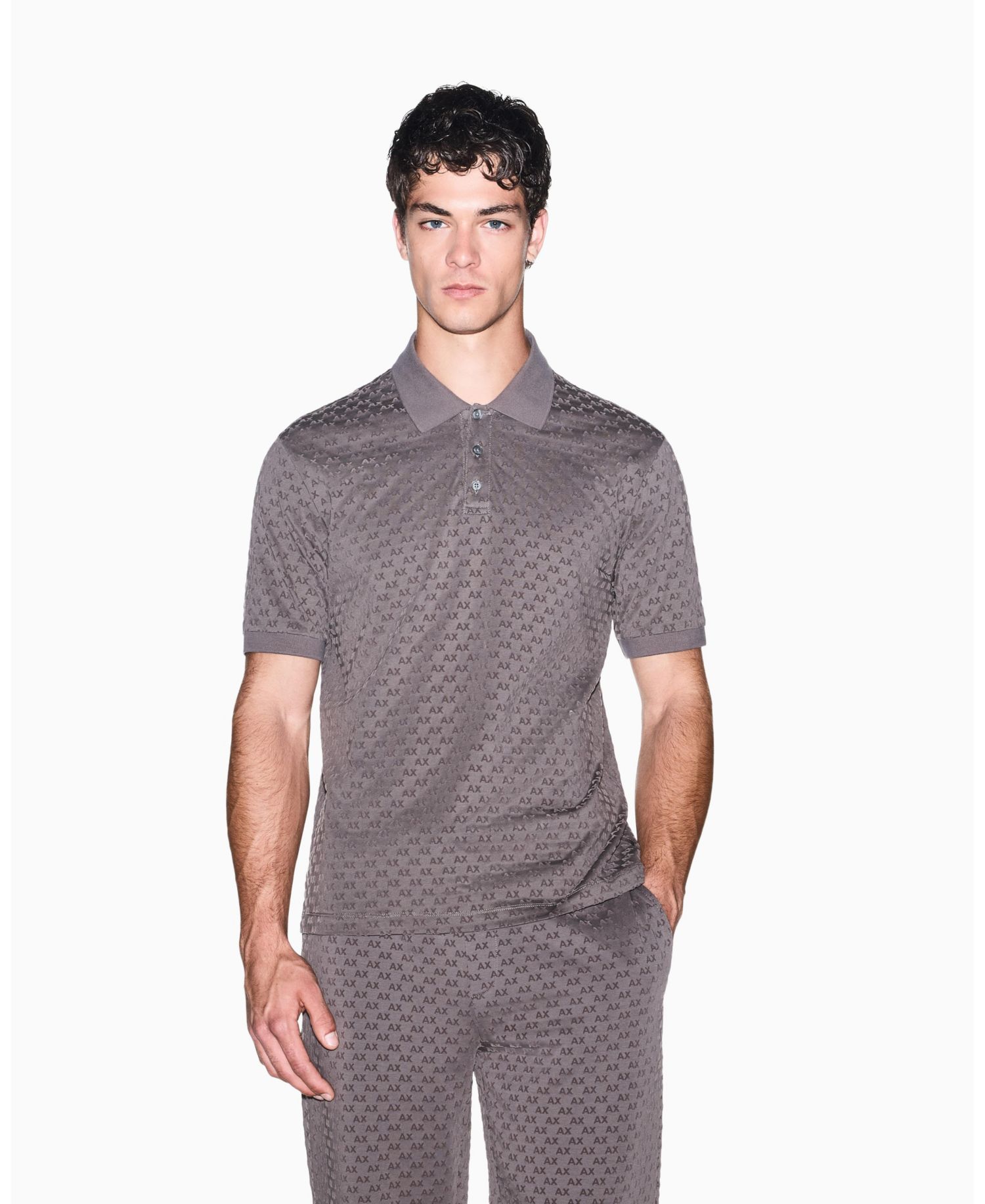 Men's Flocked All Over Logo Polo Shirt