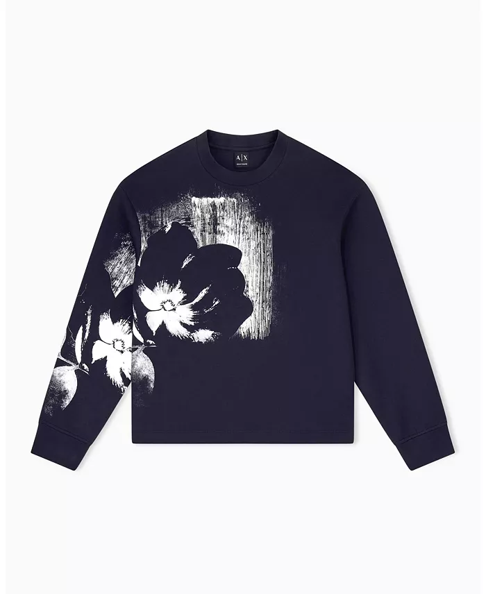 Men's Exposed Flower Bonded Cotton Crewneck Sweatshirt - thumbnail 4