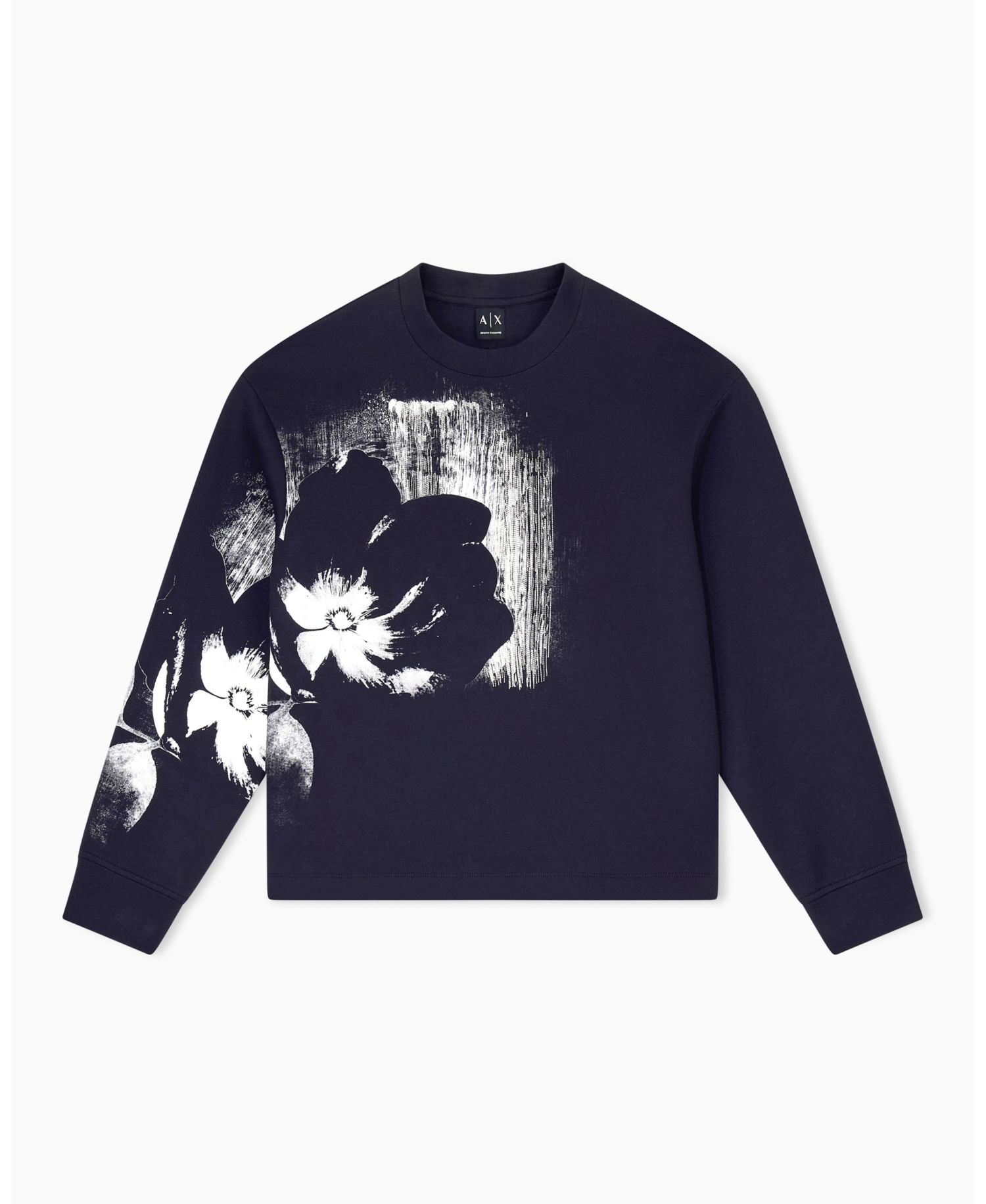 Men's Exposed Flower Bonded Cotton Crewneck Sweatshirt