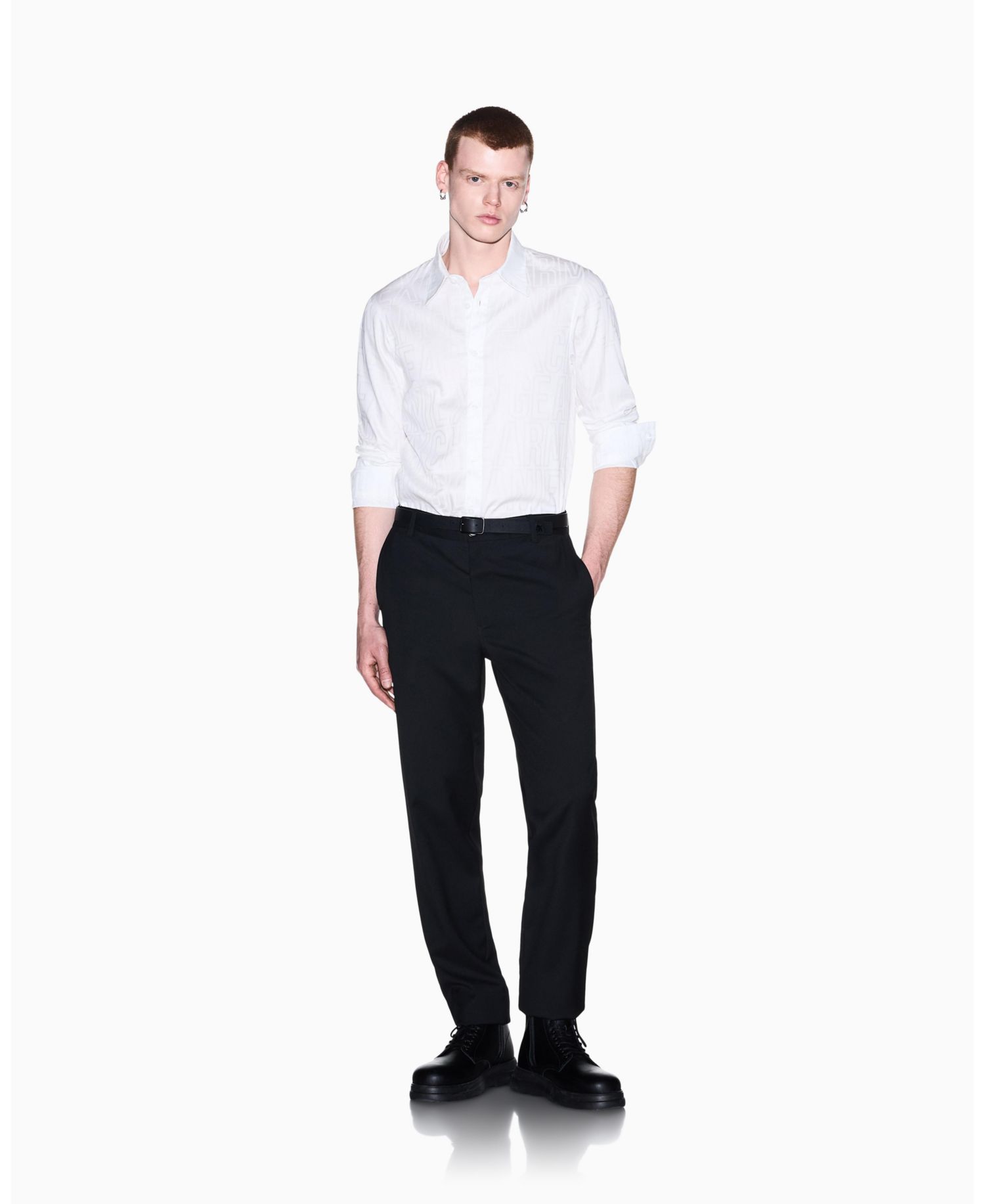 Men's Cotton Jacquard All Over Logo Woven Shirt