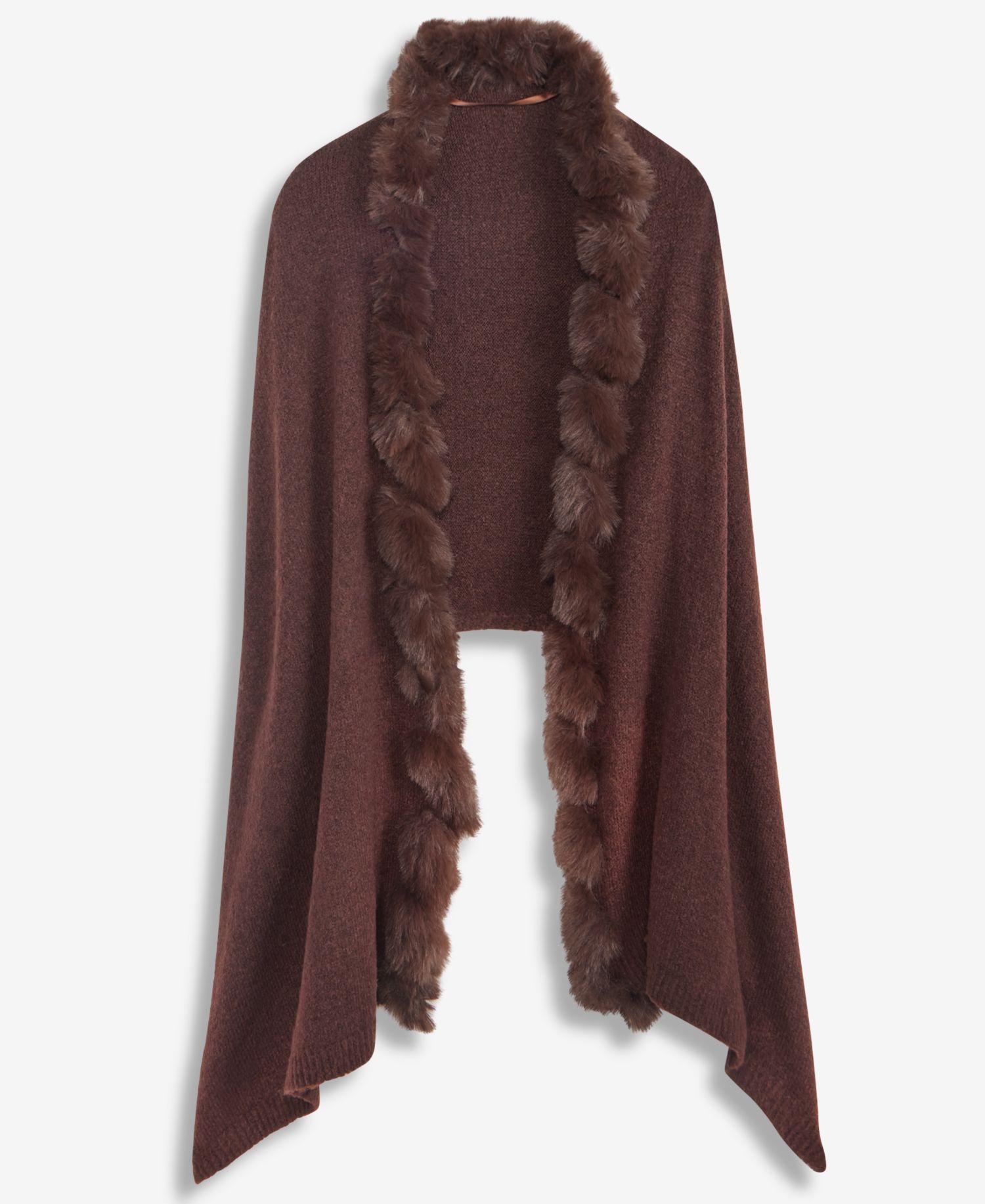 Women's Knit Twisted Faux-Fur-Trim Wrap