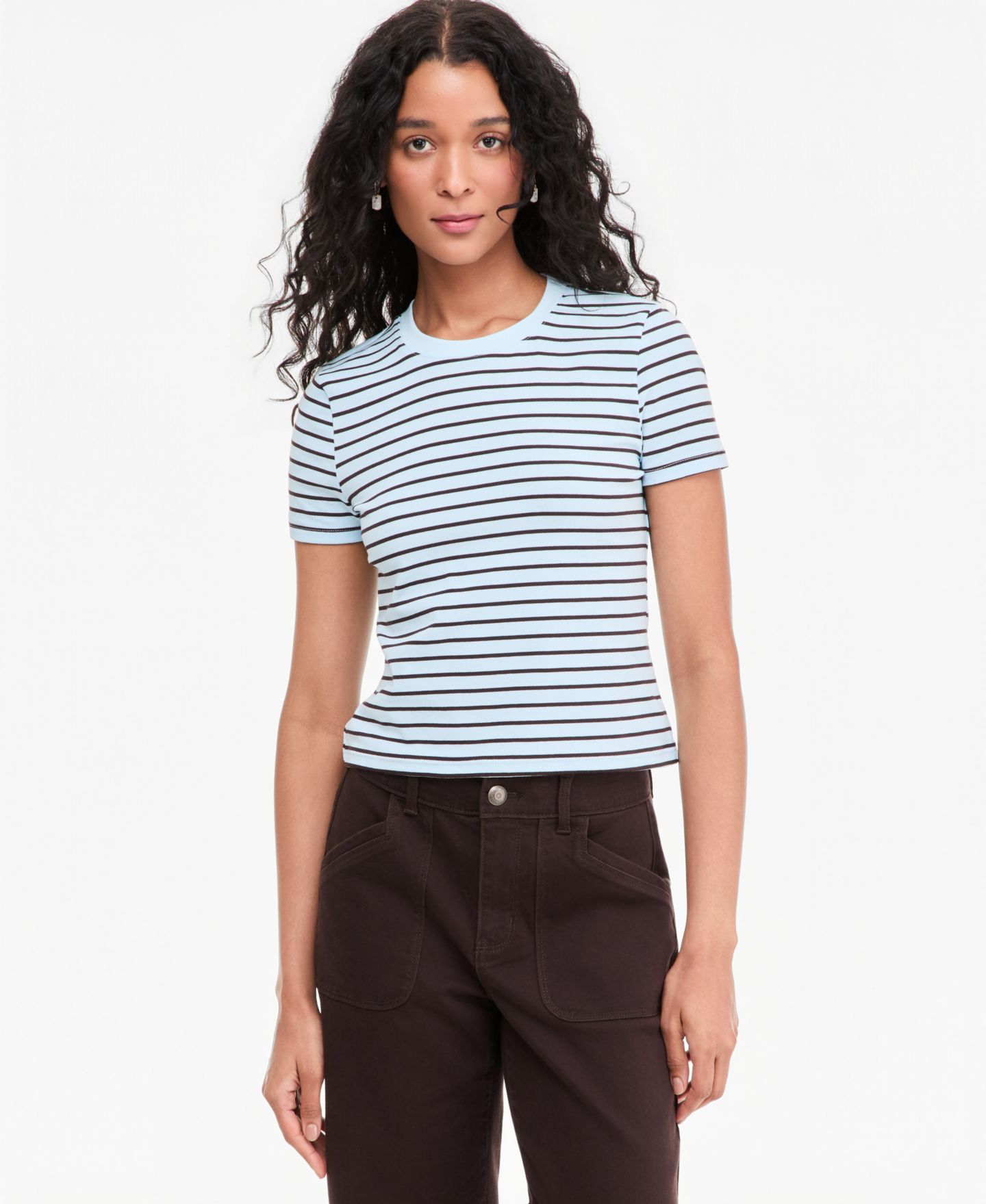 Женская футболка On 34th Cropped Meet and Greet Short-Sleeve T-Shirt, цвет: Синий комбинированный — фото 1