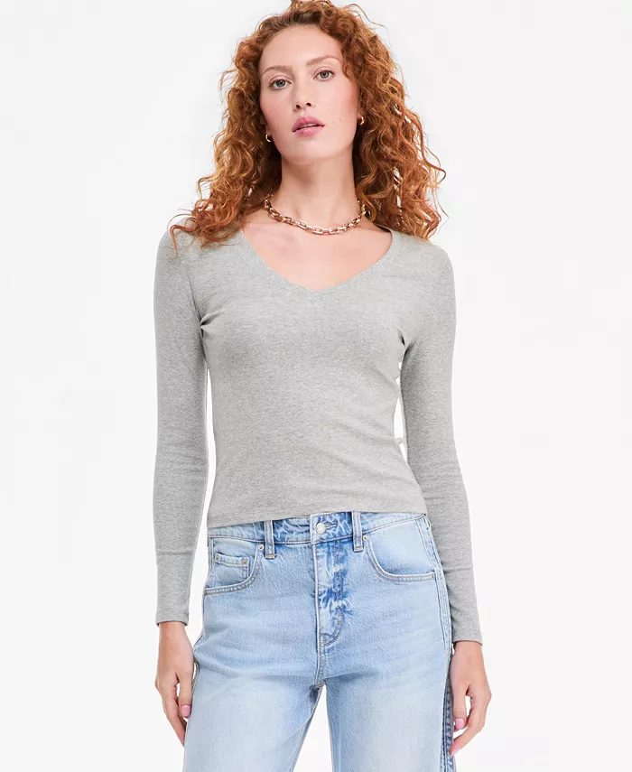 Women's Long Sleeve Cropped V-Neck Meet & Greet T-Shirt