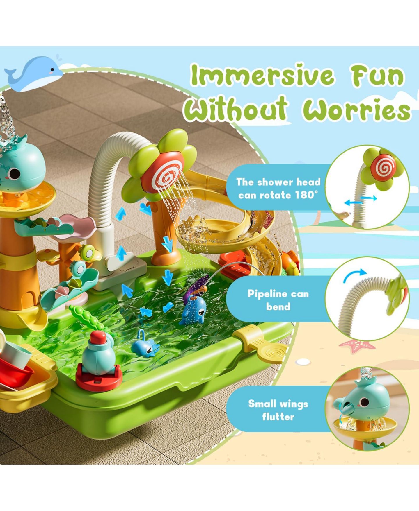 Детские игрушки GNUADZ 4-in-1 Kids Electric Pump Sand Water Table, Ages 18M+, цвет: Разноцветный — фото 4