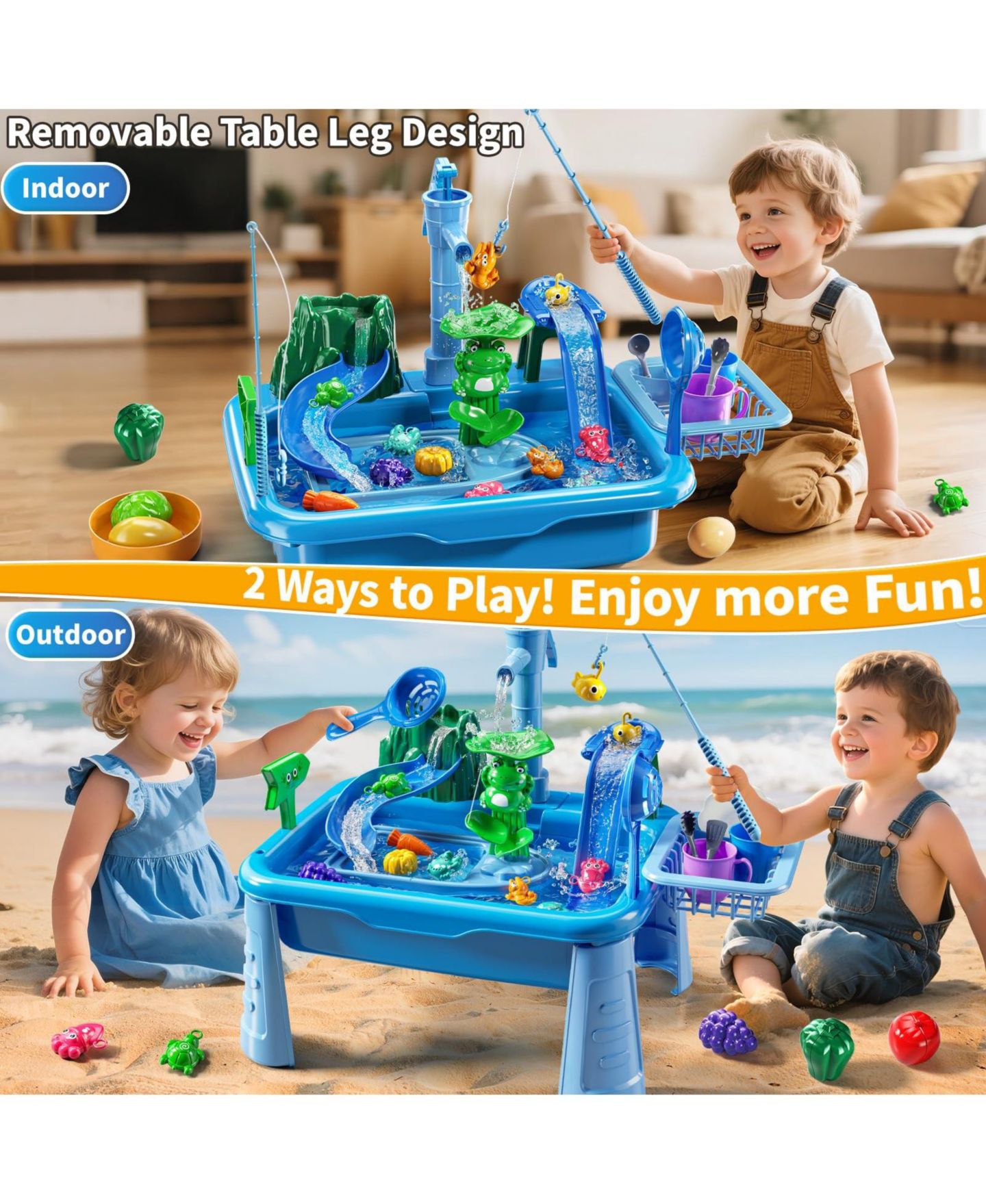 Детская игрушка GNUADZ Water Table with Kitchen and Fishing Activities, Ages 5-7, цвет: Синий — фото 4