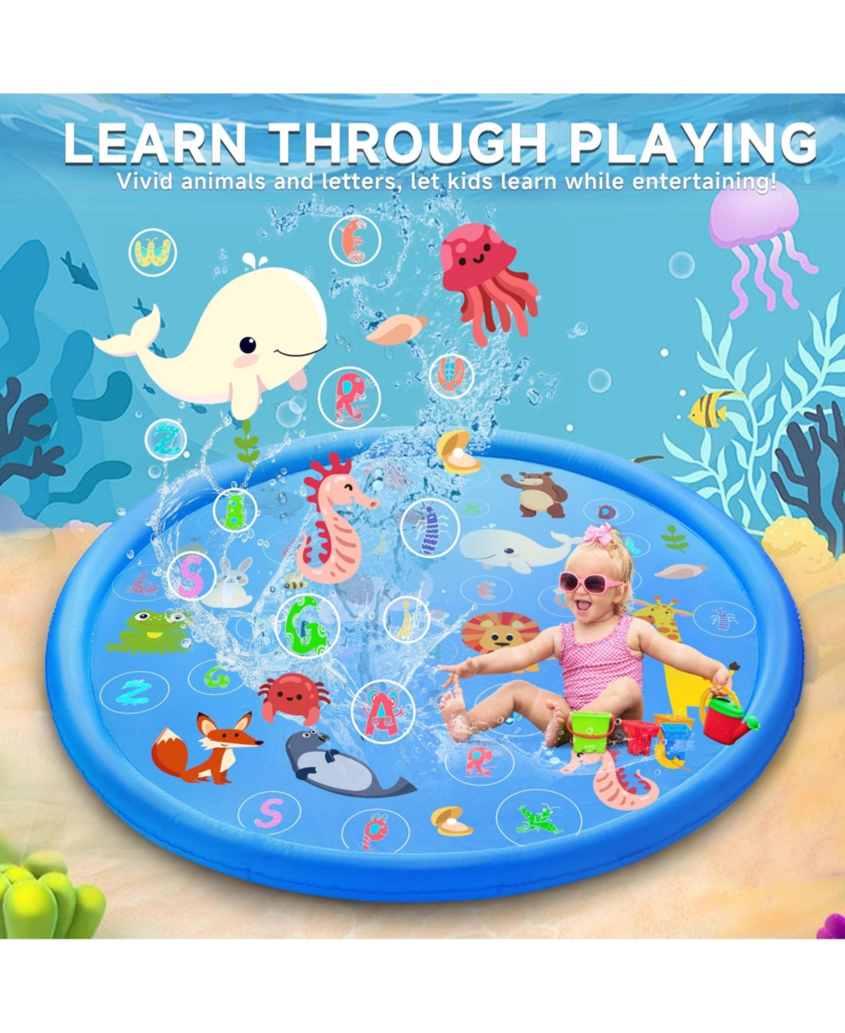 Aofar 69" Non-slip Splash Pad Sprinkler Pool Water Play Mat