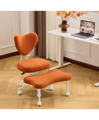 Meditation chair, Corduroy fabric, with lumbar support and a height, Heart-Shaped Backrest, Adjustable Height, for Office, Study