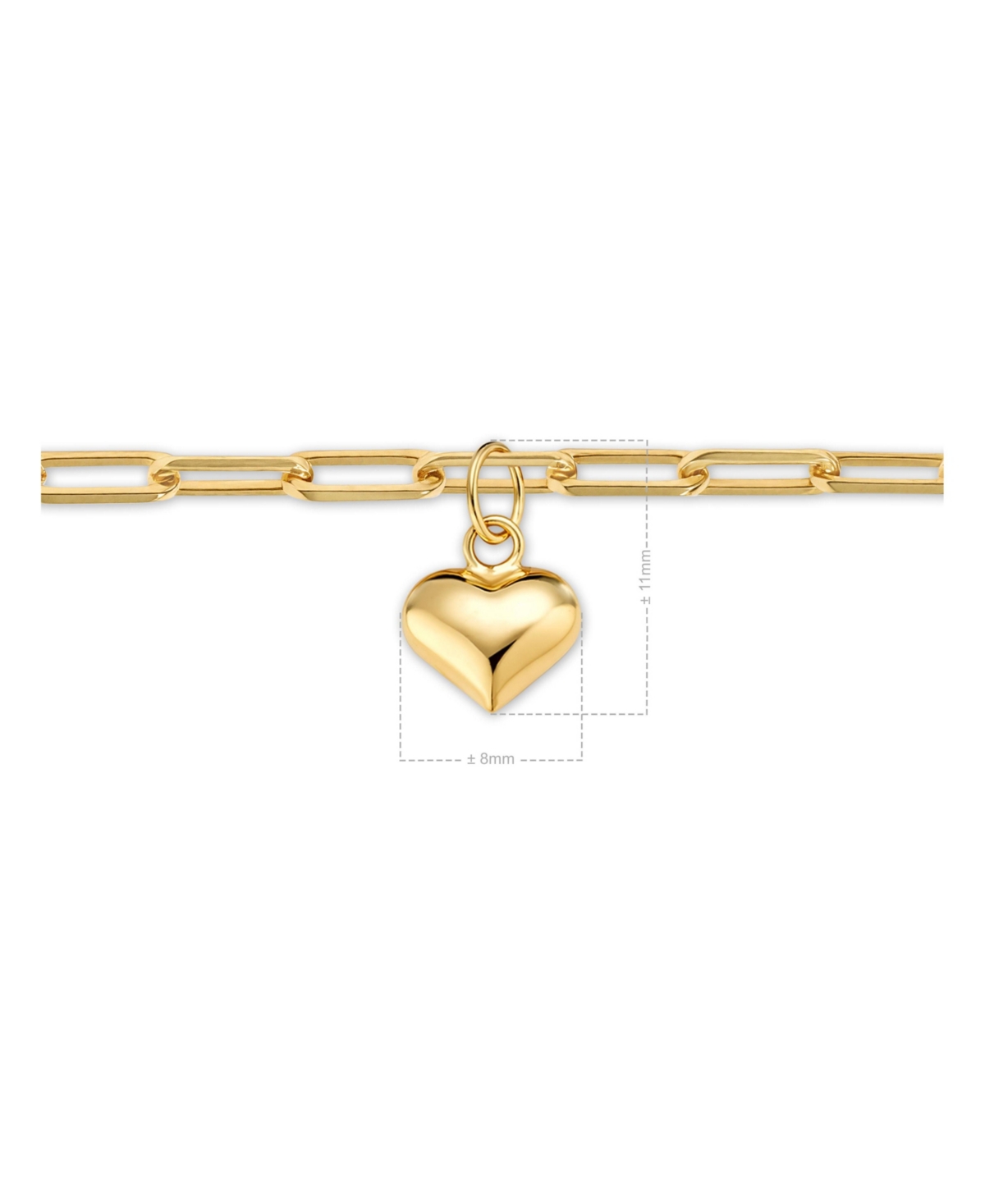 Devata Heart Charm Paperclip Chain Bracelet in 14K Gold