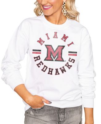 Women's White Miami University RedHawks Oversized Vintage Days Perfect Crew Sweatshirt