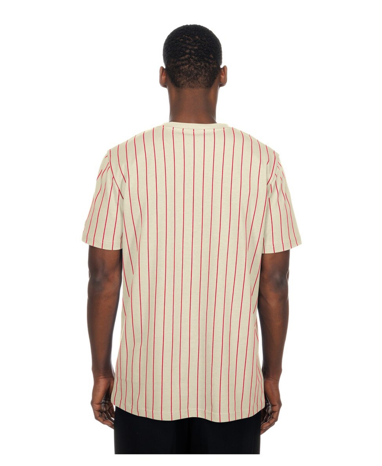 Men's Cream Japan Baseball Throwback Meshback Pinstripe T-Shirt