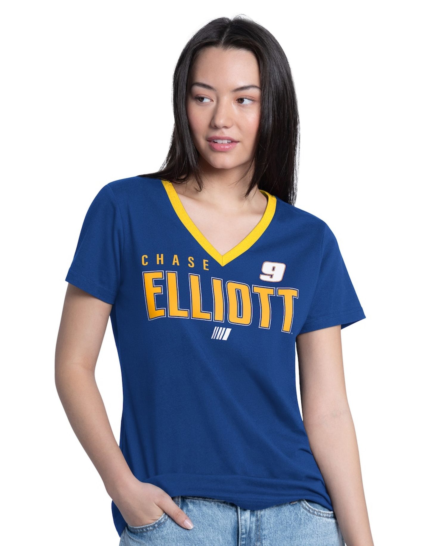 Women's Royal Chase Elliott Best Team V-Neck T-Shirt