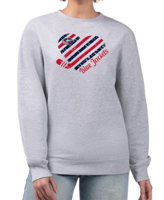 G-III 4Her by Carl Banks - Women's Heather Gray Columbus Blue Jackets Heart Graphic Pullover Sweatshirt Heather Gray