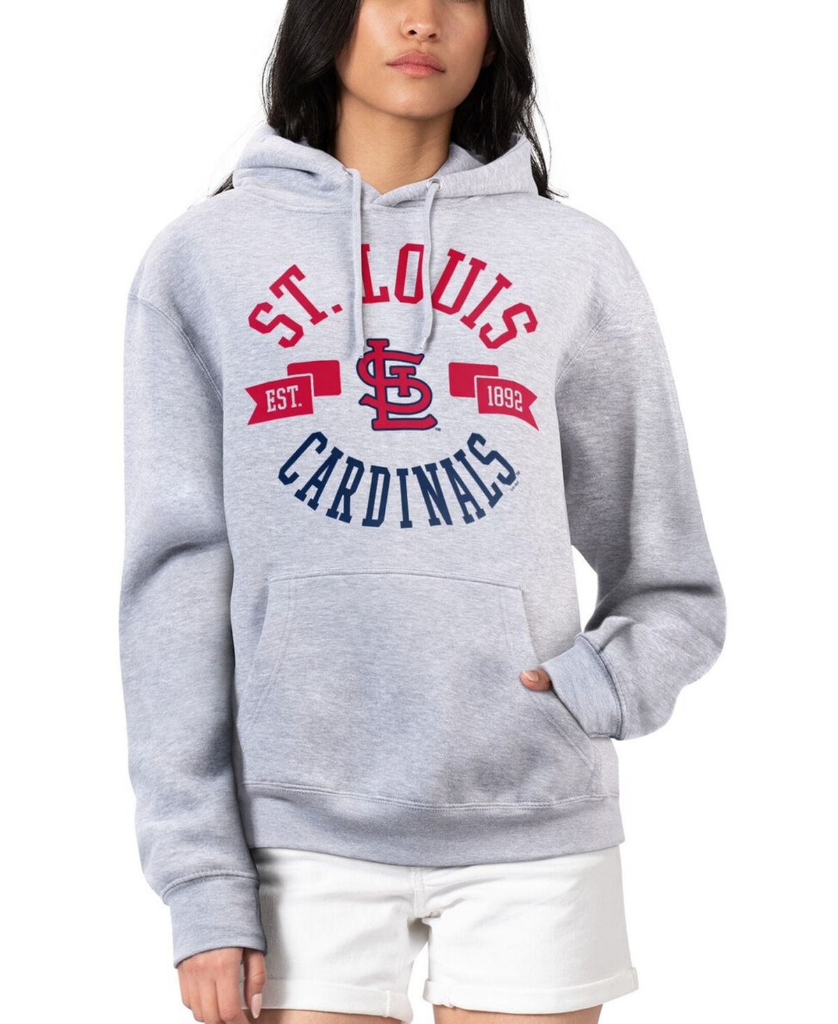 G-iii 4Her by Carl Banks Women's Heather Gray St. Louis Cardinals City Graphic Pullover Hoodie - Heather Gray