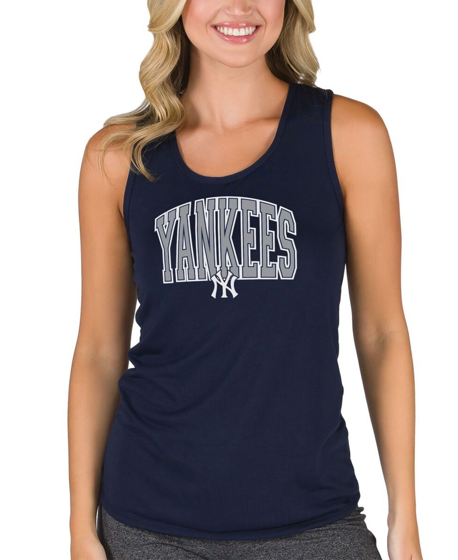 Women's Navy New York Yankees Marathon Racerback Tank Top