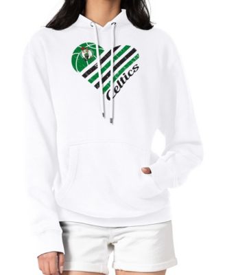 Women's White Boston Celtics Heart Pullover Hoodie