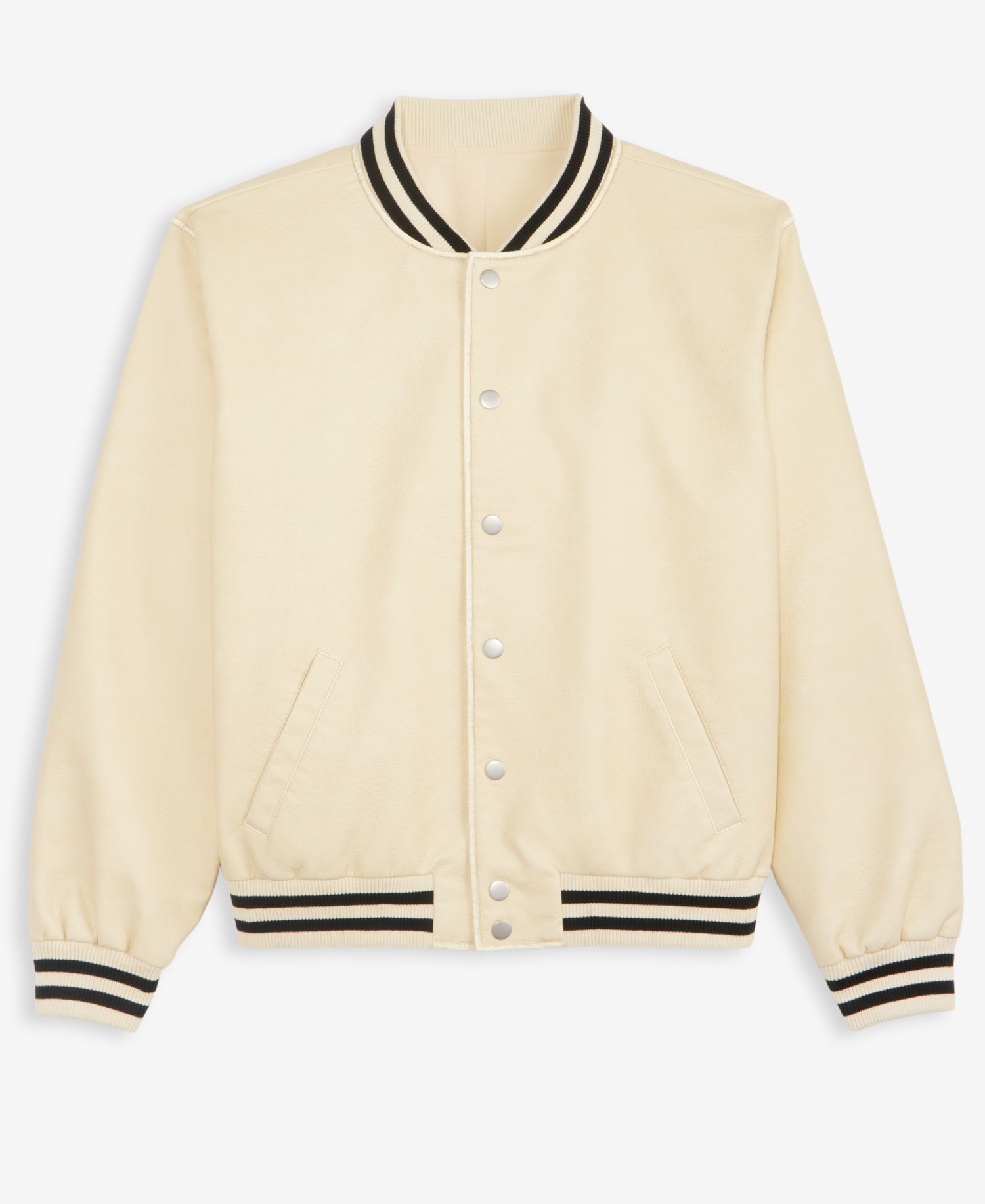 Women's Faux-Leather Varsity Bomber Jacket