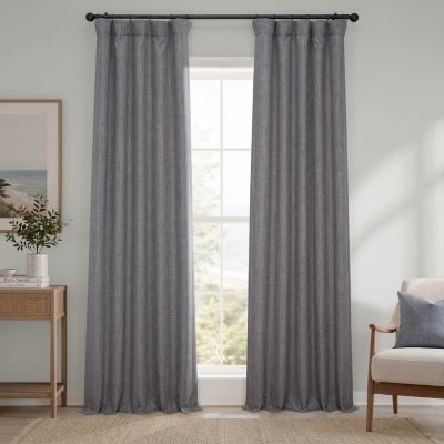 Faux Linen Room Darkening Curtains for Bedroom and Living Room Curtains (1 Panel)