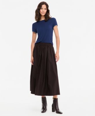 Women's Pull-On Cotton Poplin Midi Skirt