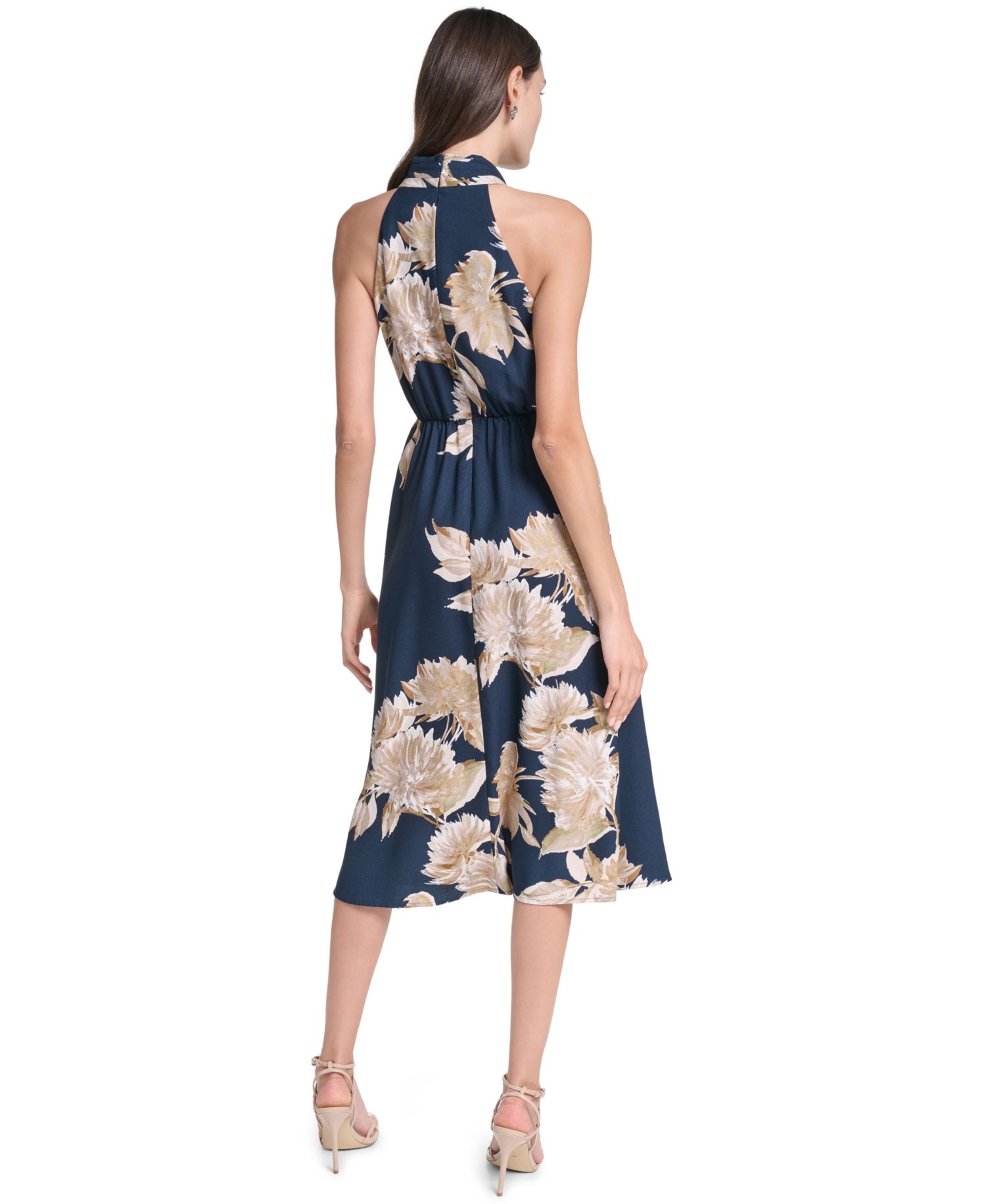 Women's Floral Halter Neck A-Line Dress