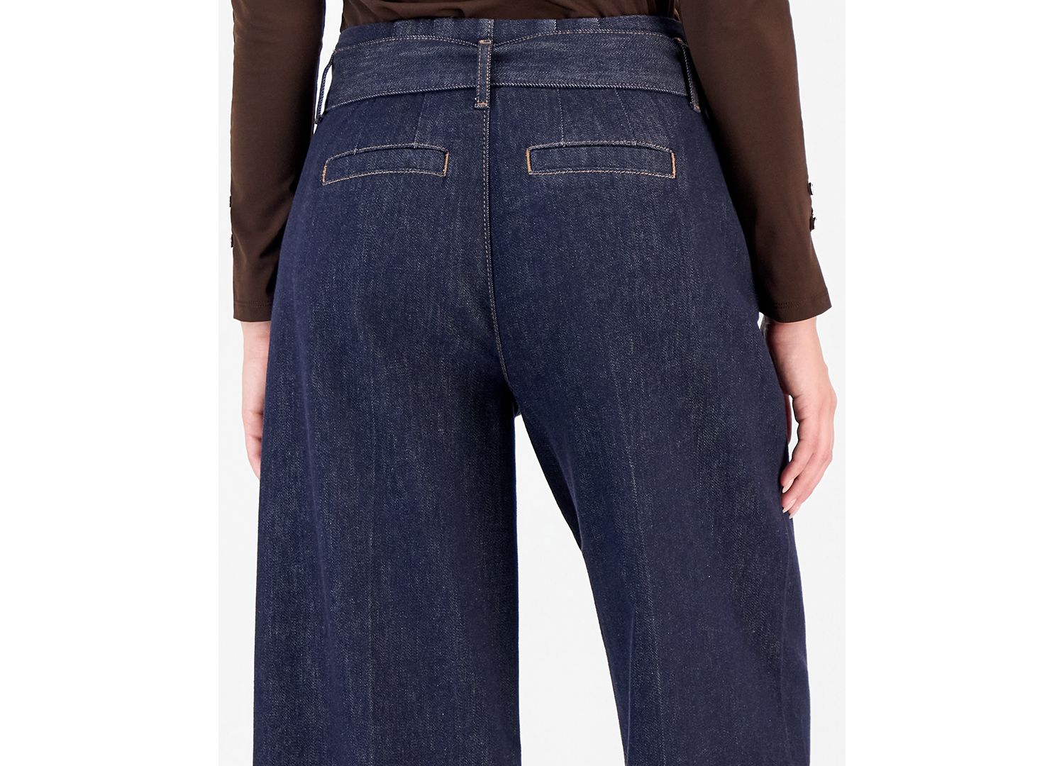 Petite High-Rise Wide-Leg Belted Jeans