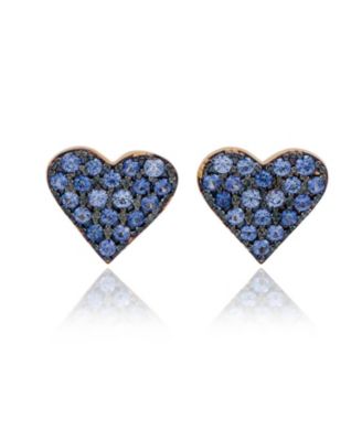 Sterling Silver Cubic Zirconia Pave Heart Stud Earrings