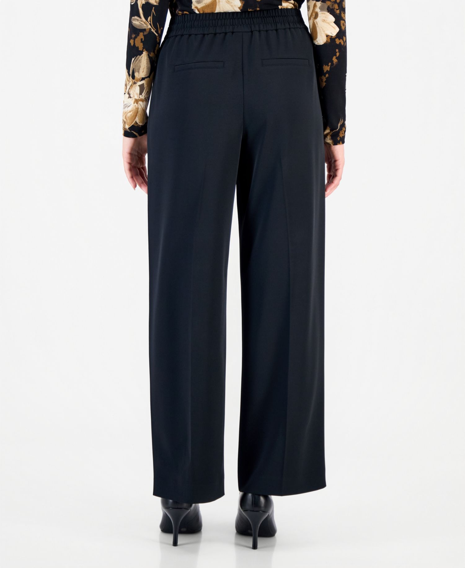 Petite Wide-Leg High-Waisted Pants