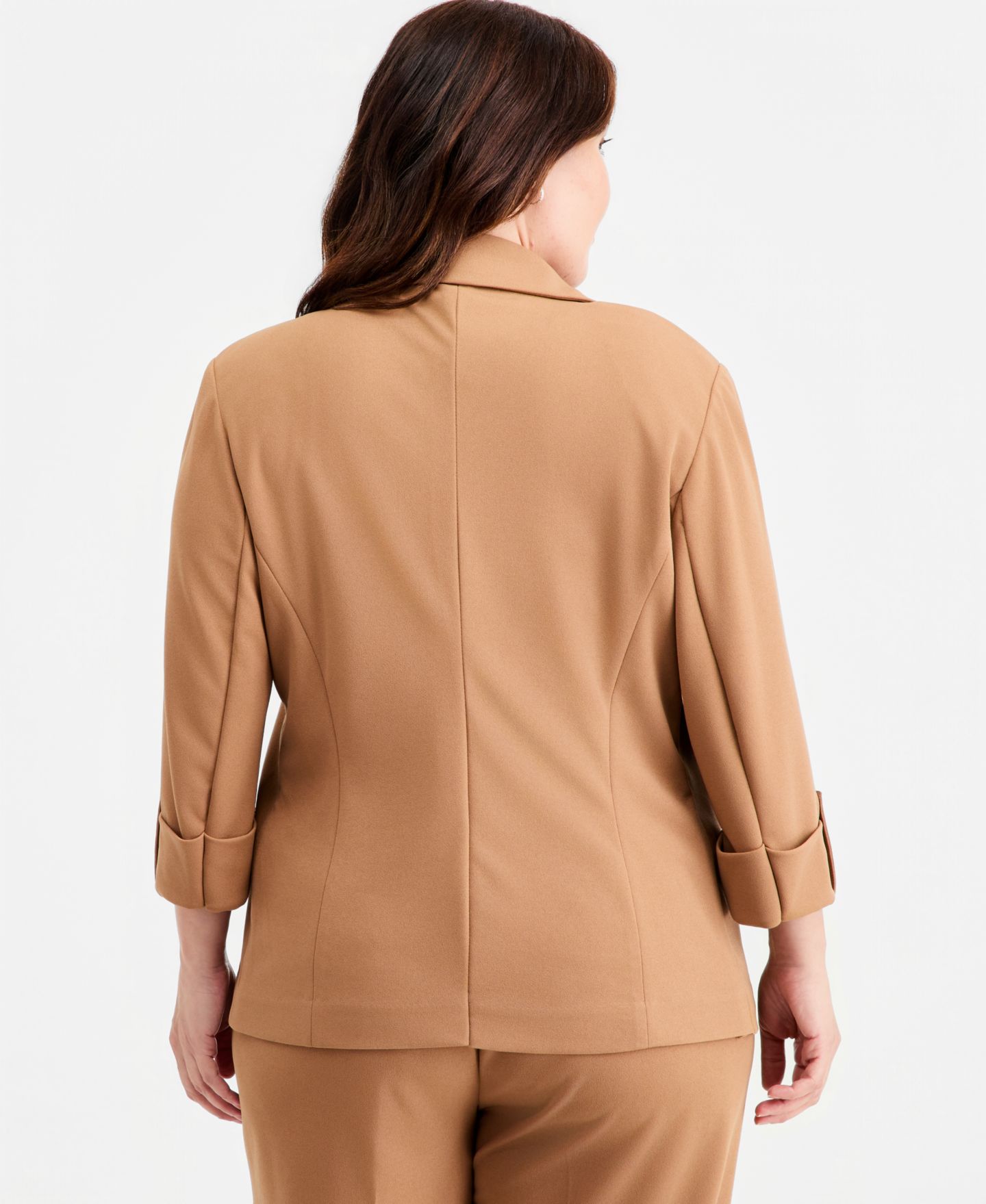 Женский пиджак Anne Klein Essentials Plus Size Roll-Tab-Sleeve One-Button Blazer, цвет: Vicuna — фото 2