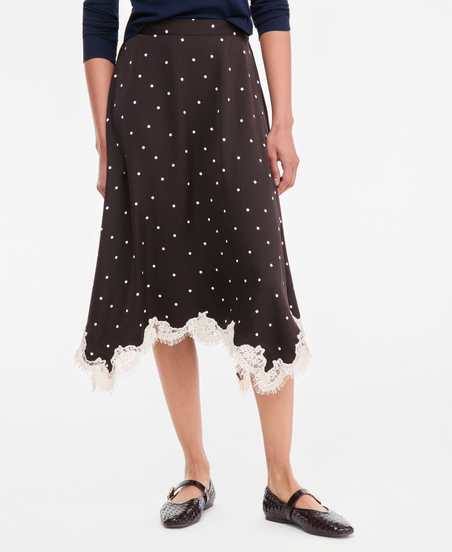 Women's Lace-Trim Handkerchief-Hem Midi Skirt