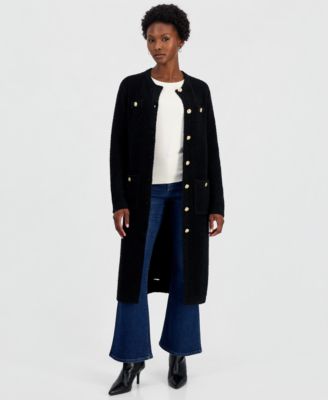 Petite Boucl&eacute; Button-Front Cardigan
