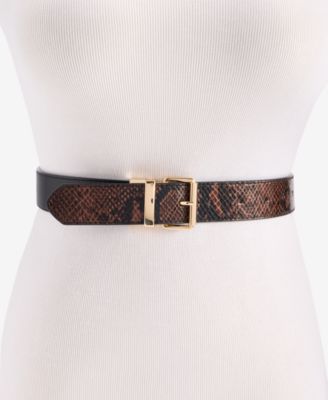 Reversible Solid to Half-Snake-Embossed Pant Belt