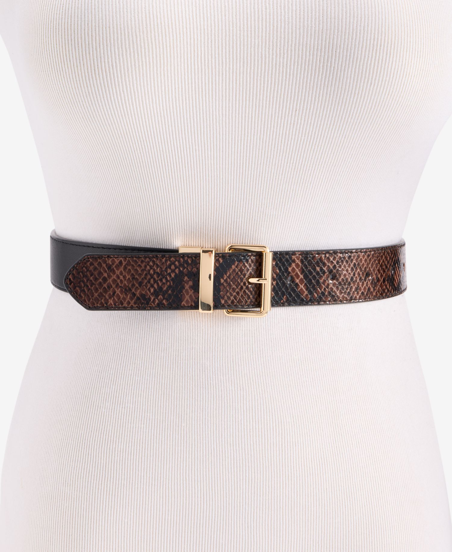 Reversible Solid to Half-Snake-Embossed Pant Belt