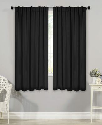 Solid Machine Washable Room Darkening Curtains with Back Tabs, Set of 2