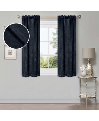 Wave Geometric Washable Room Darkening Blackout Curtains, Set of 2